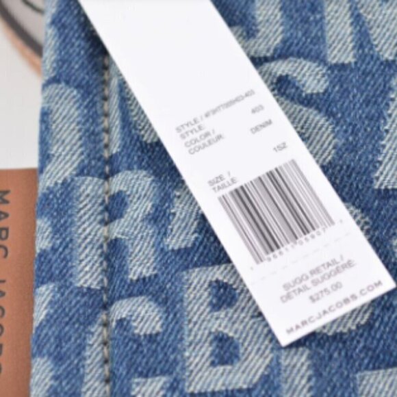 NWT! Marc Jacobs The Jumbo Logo Jacquard Micro Grind Denim Tote Crossbody - Picture 6 of 7